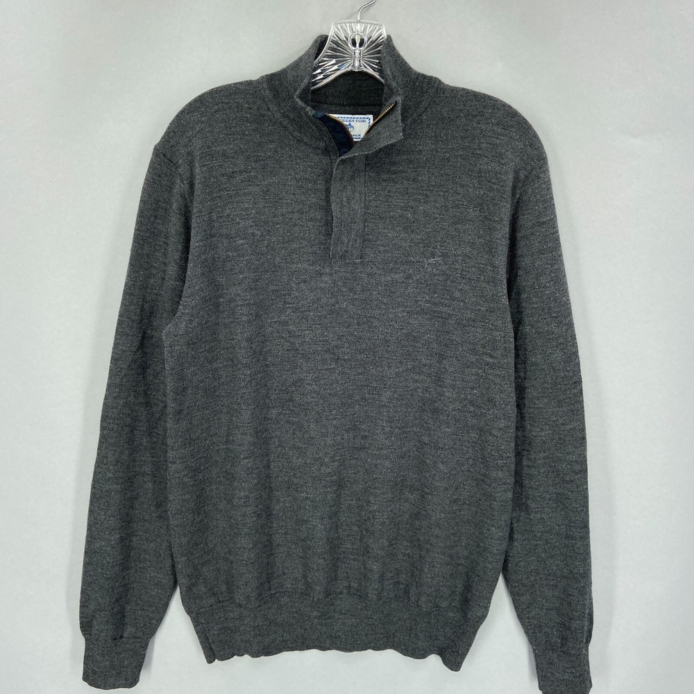 Southern Tide Sweater Mens Small Charcoal Gray Pullover Quarter Zip Wool Stretch